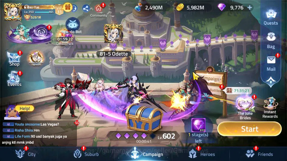 Mobile Legends: Adventure Accounts Sv 70xxx|VIP 11|Lvl 350|5261M BP|23 Nexus & 17 UR|S Norns,I Crocel,A Alice,S Lunox Etc|16 1
