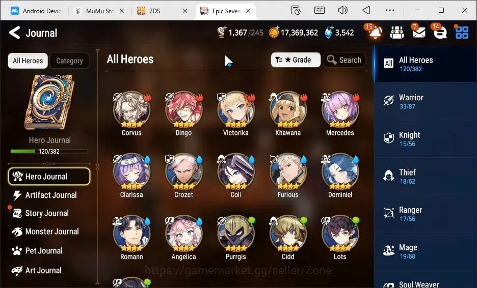 Epic Seven Accounts High-End Global|5ML (Conq. Lilias, L. Cermia, M.A. Ken, Rhianna+Luciella, Abyss Fumyr)|PoH+Bless ON|150 11