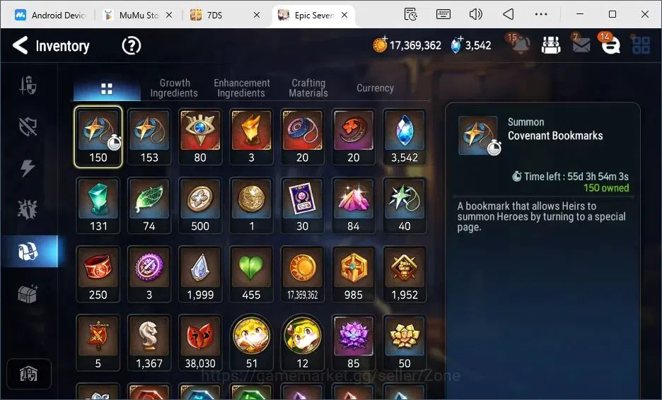 Epic Seven Accounts High-End Global|5ML (Conq. Lilias, L. Cermia, M.A. Ken, Rhianna+Luciella, Abyss Fumyr)|PoH+Bless ON|150 17