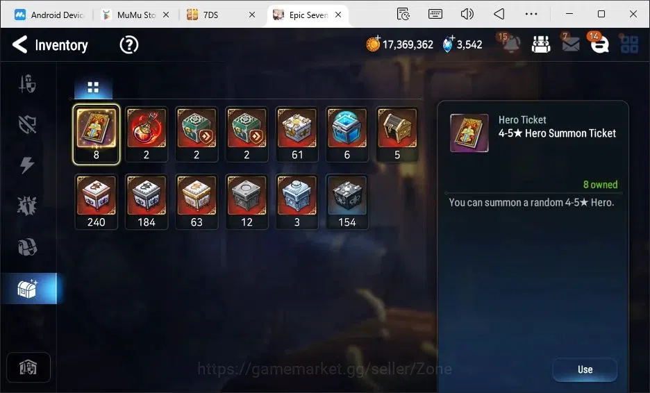 Epic Seven Accounts High-End Global|5ML (Conq. Lilias, L. Cermia, M.A. Ken, Rhianna+Luciella, Abyss Fumyr)|PoH+Bless ON|150 18