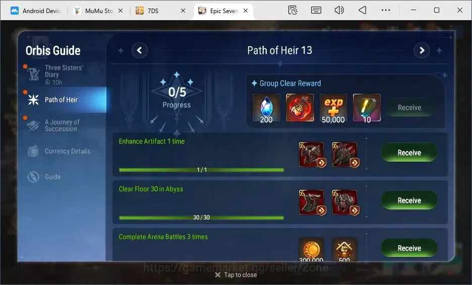 Epic Seven Accounts High-End Global|5ML (Conq. Lilias, L. Cermia, M.A. Ken, Rhianna+Luciella, Abyss Fumyr)|PoH+Bless ON|150 5