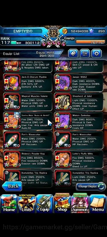 Grand Summoners Accounts Global|1 Sp Art|293 cc|Rank 117|23 Ascend+7 TW|(Ro image 12