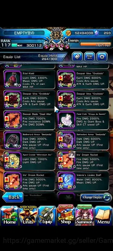 Grand Summoners Accounts Global|1 Sp Art|293 cc|Rank 117|23 Ascend+7 TW|(Ro image 15