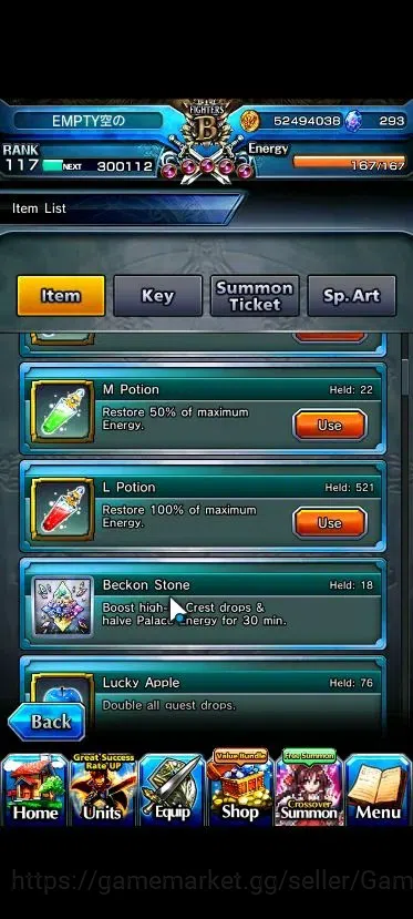 Grand Summoners Accounts Global|1 Sp Art|293 cc|Rank 117|23 Ascend+7 TW|(Ro image 3
