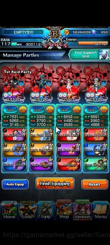 Grand Summoners Accounts Global|1 Sp Art|293 cc|Rank 117|23 Ascend+7 TW|(Ro image 4