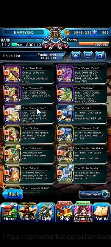 Grand Summoners Accounts Global|1 Sp Art|293 cc|Rank 117|23 Ascend+7 TW|(Ro image 7