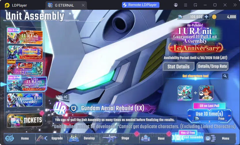 SD Gundam G Generation ETERNAL Accounts Global Rank 1 | FreshStory | 100+K Diamond, Selector Banner On, 8Gundam SSR+ 2Supp 2