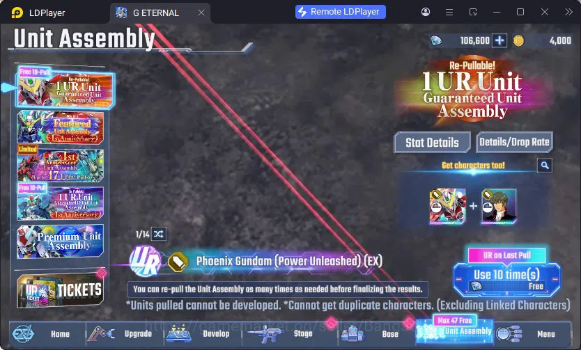 SD Gundam G Generation ETERNAL Accounts Global Rank 1 | FreshStory | 100+K Diamond, Selector Banner On, 8Gundam SSR+ 2Supp 5