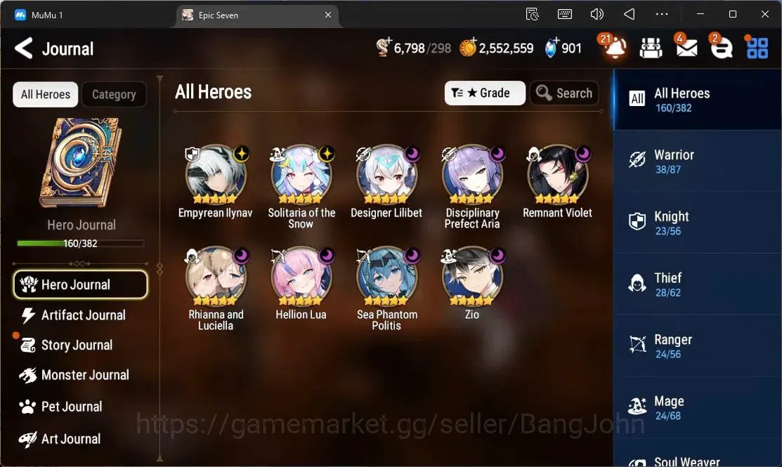 Epic Seven Accounts Global Unverif |9 ML(E Ilynav,RnL,H Lua,Zio,SP Pol image 4