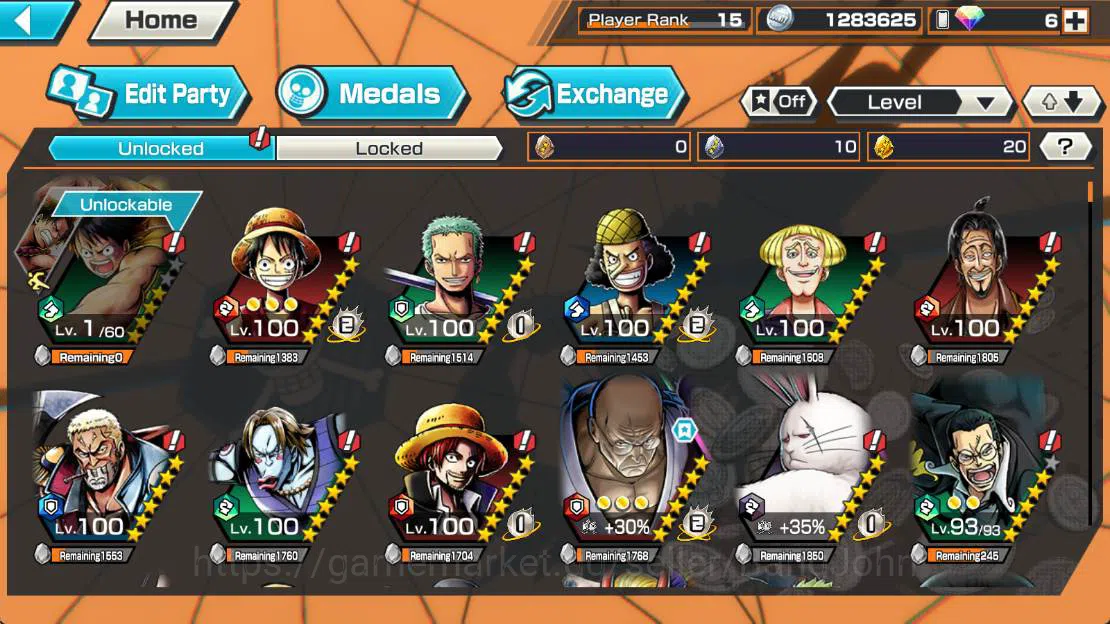 One Piece Bounty Rush Accounts Others GLOBAL|EX 3| St ethanbaron, Onighasima kaido, St jaysaturn more detail check SS 12