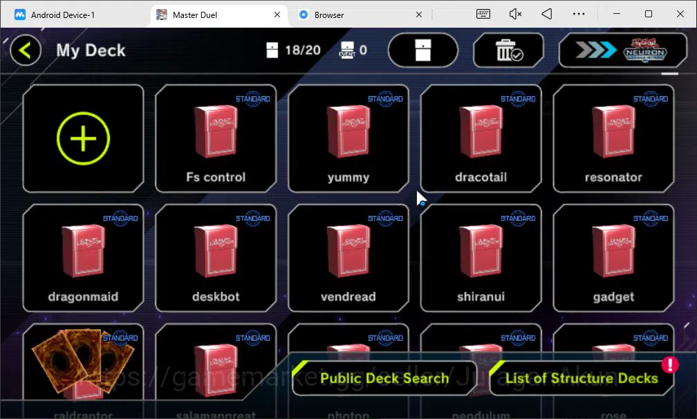 Yu-Gi-Oh! Master Duel Accounts Starter Lv 18 | 18 Deck|Dracotail,  Yummy, Fiendsmith, Resonator, Raidraptor, Etc|Ranked 10