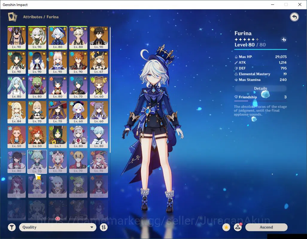 Genshin Impact Accounts End Game ASIA| AR 57|9 Limited +7(*5Weapon)|Yelan+Sign,Nahida,Furina,Cyno,Zhongli,Kokomi |MC 3
