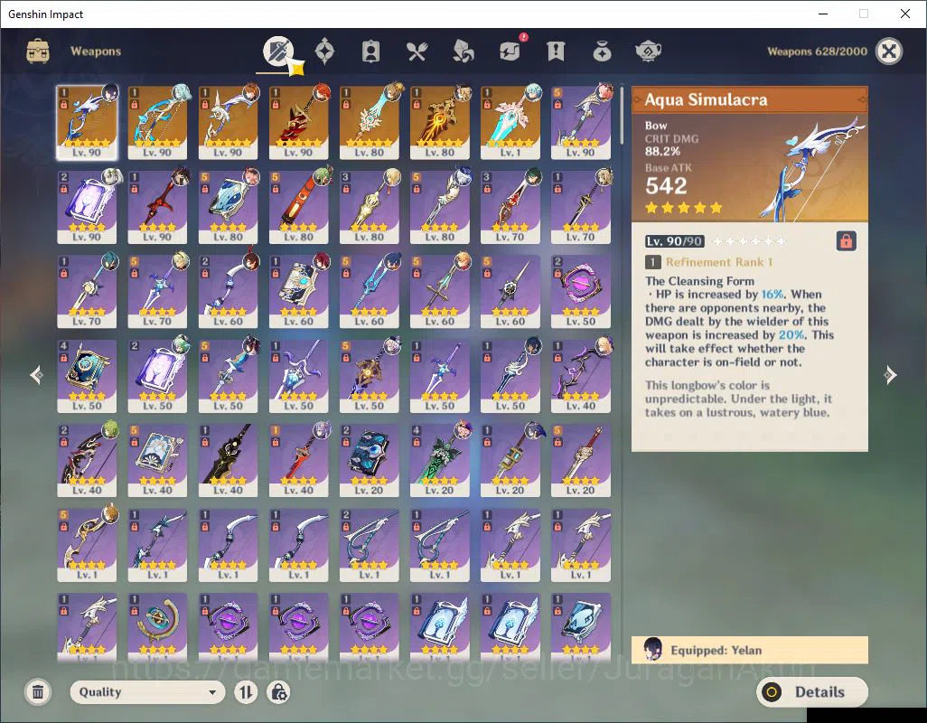 Genshin Impact Accounts End Game ASIA| AR 57|9 Limited +7(*5Weapon)|Yelan+Sign,Nahida,Furina,Cyno,Zhongli,Kokomi |MC 4