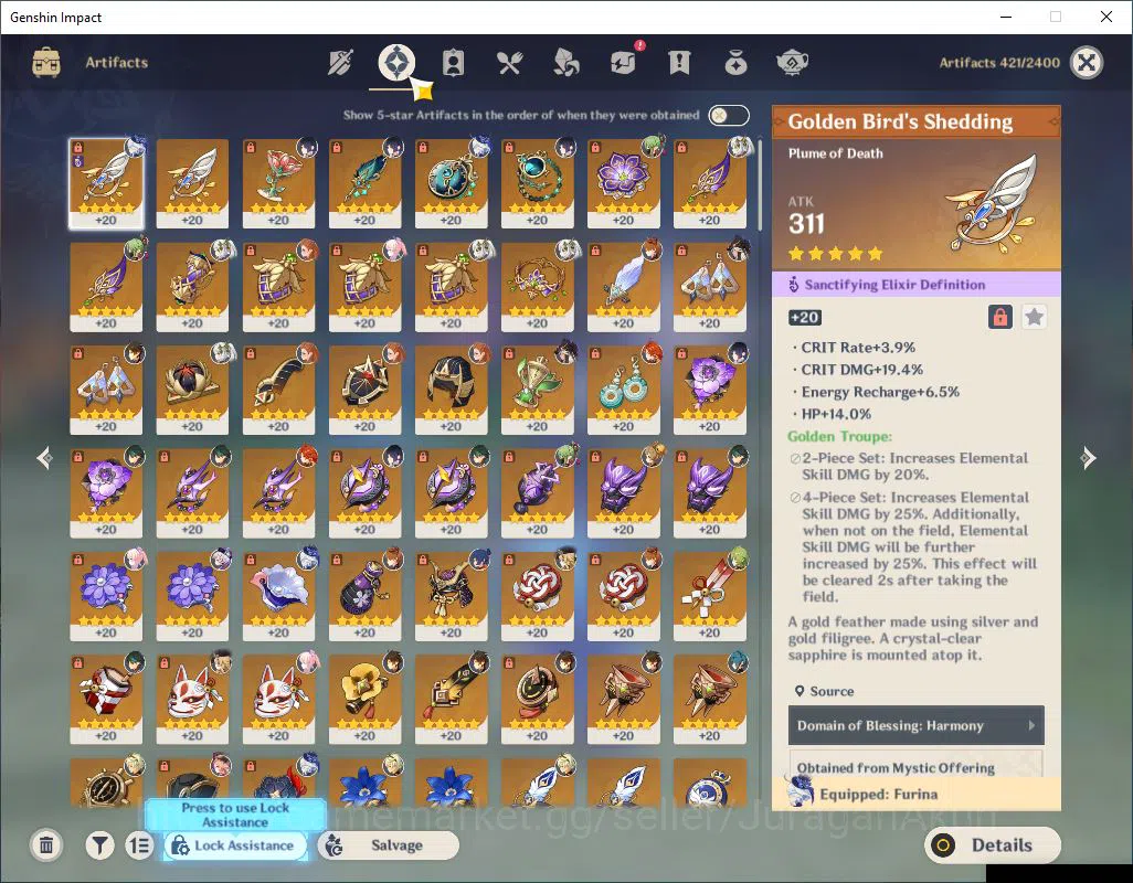 Genshin Impact Accounts End Game ASIA| AR 57|9 Limited +7(*5Weapon)|Yelan+Sign,Nahida,Furina,Cyno,Zhongli,Kokomi |MC 5