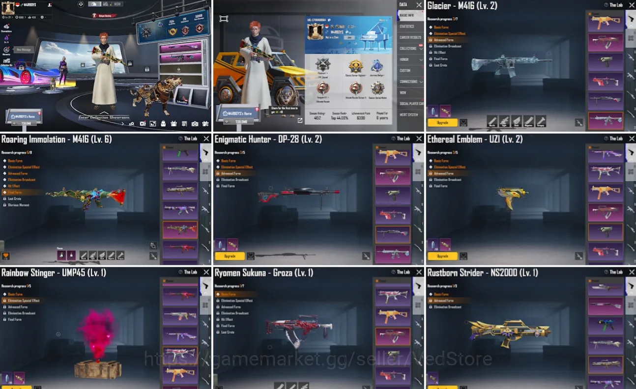 PUBG Mobile Accounts #150 | Lv 74 - 149 Set | M416 Roaring Dragon Lv6 Final Form | M416 Glacier Lv2 | 18 Weapon Lab 2 Kill 1