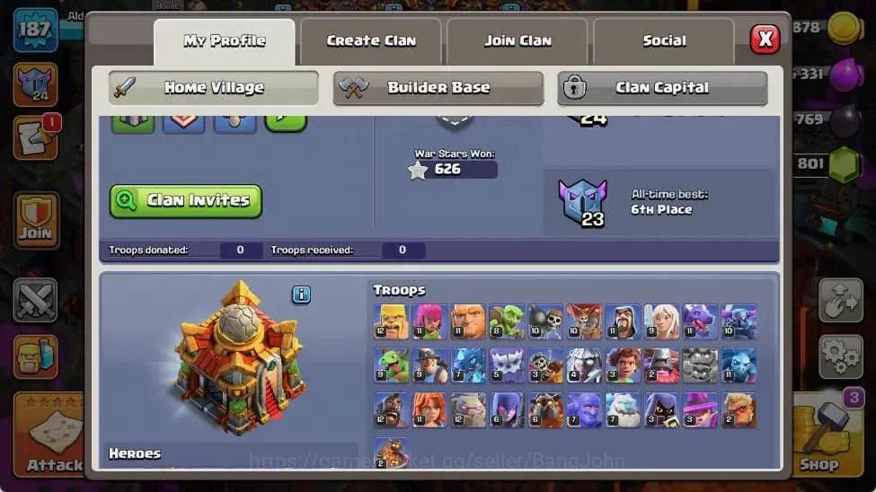 Clash of Clans Accounts High-End Global | TH 16-BH 10 | LVL 187|HH 10|AQ 79 ,MP 65 ,GW 61 ,RC 38 ,BK 79 ,DD 10 | ProtecOff 1