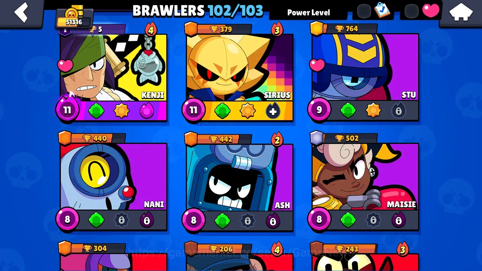 Brawl Stars Accounts 51316 Trophy|102 Brawlers 35 Max|UL(KAZE,SIRIUS)|L image 14