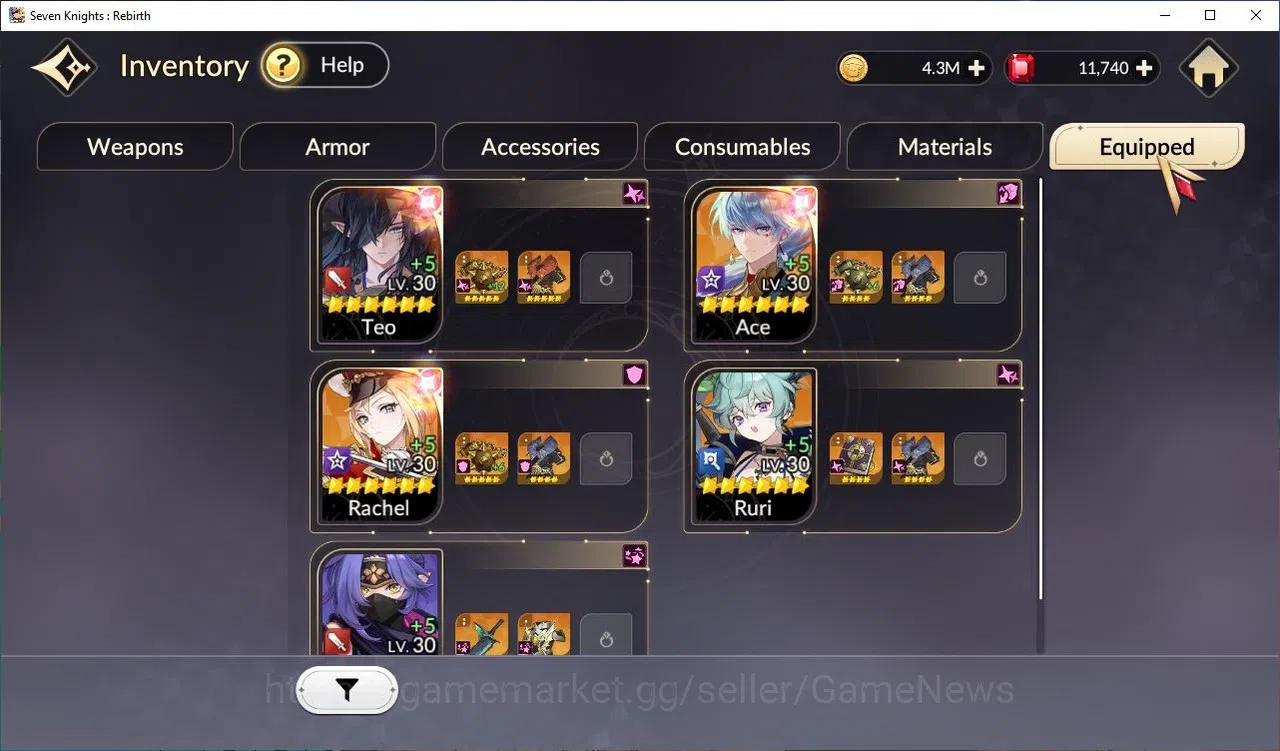 Seven Knights Re:Birth Accounts [Re:BIRTH] | Global |4 Legendary+11K Ruby |181 HSV image 6