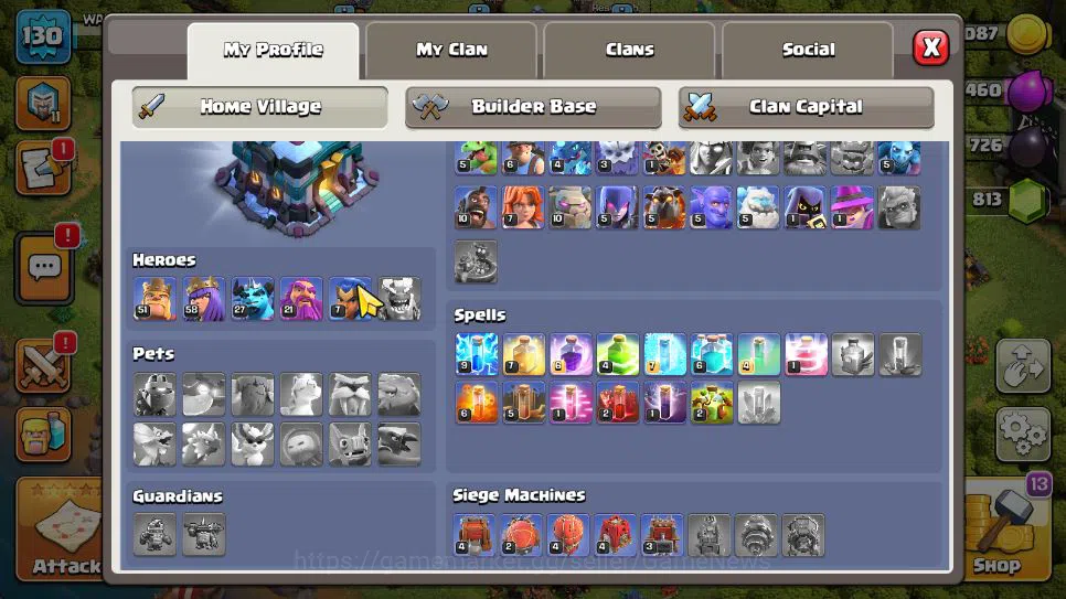 Clash of Clans Accounts TH 13 - BH 5 | Limited Skin | LV 130 | HH 7 |BK 51 image 12