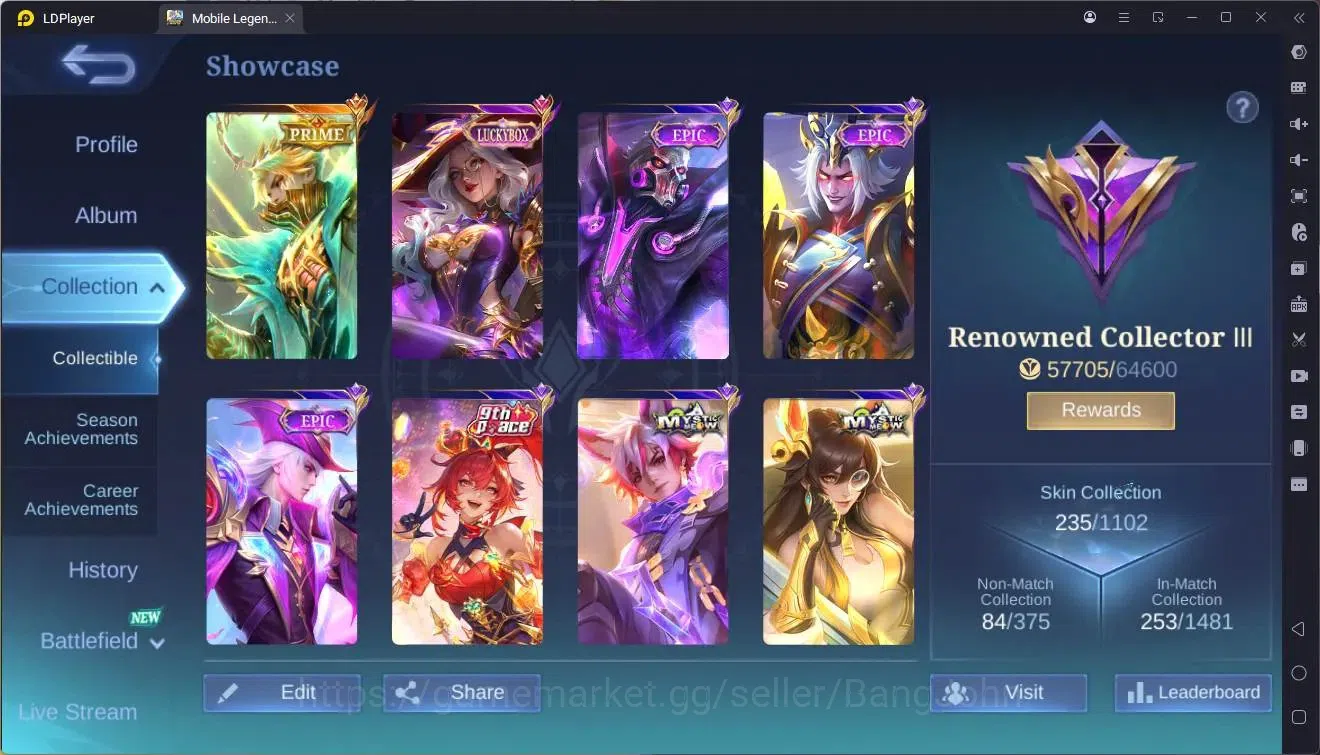 Mobile Legends: Bang Bang Accounts GLOBAL Hero 126 Skin 235 |Prime granger|Luckybox a image 11