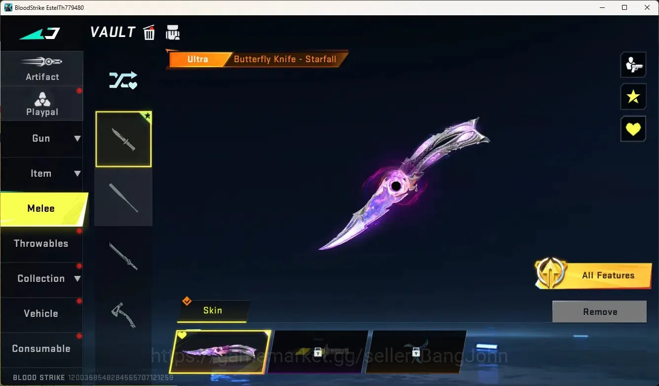 Blood Strike Accounts Rare Skin ASIA |Ultra Melee Butterfly Knife - Starfall|1 Legendary Gun |1 Name-Changing Card|Check SS 5