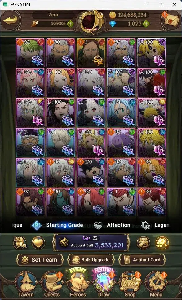 The Seven Deadly Sins: Grand Cross Accounts GLOBAL |3.53M CC| 1077 DM| LR Mesis 2/6| UR Menor image 4