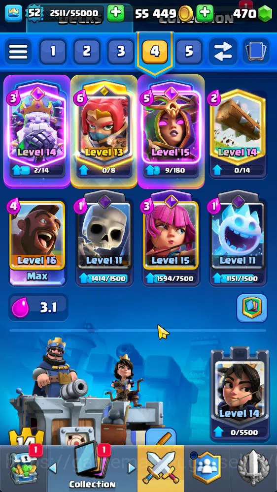 Clash Royale Accounts Lv 52|Trophy 9022|KTL 14|Limit Skin|Card 120|2 Her image 4