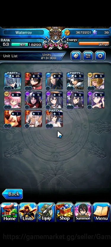 Grand Summoners Accounts Mid-Game Global|Rank 53|127 CC+13 Ascend|Inumuta+TW,Kaname+TW,Roy,S 4
