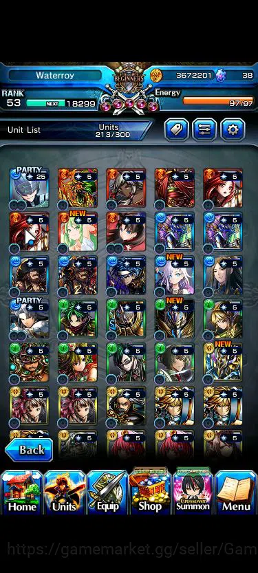 Grand Summoners Accounts Mid-Game Global|Rank 53|127 CC+13 Ascend|Inumuta+TW,Kaname+TW,Roy,S 5