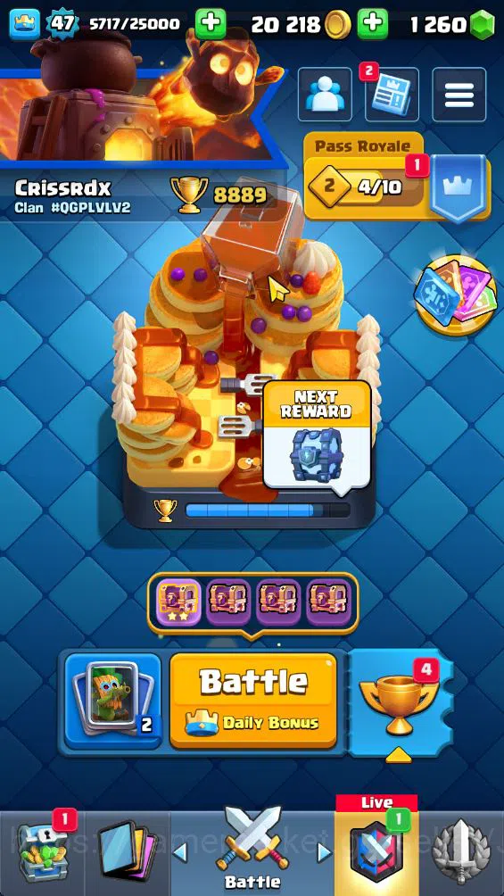 Lvl 47|Trophy 8889|KTL 14|Limited Skin|Card 121|2 Hero 3 EVO 8 Champ 21 Legendary 33 Epic,30 Rare|Take Email(CR1249) Clash Royale Midgame Lvl 47|Trophy 8889|KTL 14|Limited Skin|Card 121|2 image 1