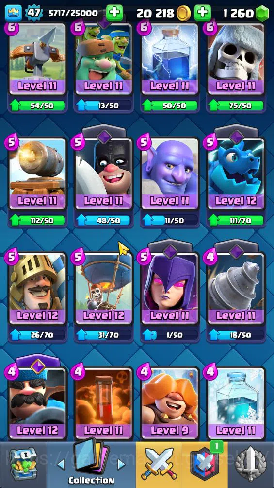 Clash Royale Accounts Midgame Lvl 47|Trophy 8889|KTL 14|Limited Skin|Card 121|2 Hero 3 EVO 8 Champ 21 Legendary 33 Epic,30 6