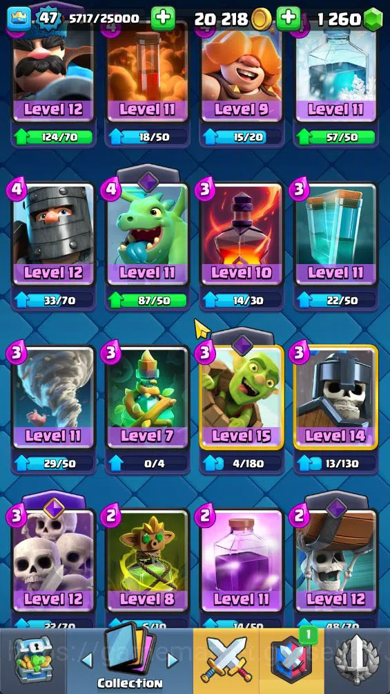 Clash Royale Accounts Midgame Lvl 47|Trophy 8889|KTL 14|Limited Skin|Card 121|2 Hero 3 EVO 8 Champ 21 Legendary 33 Epic,30 7