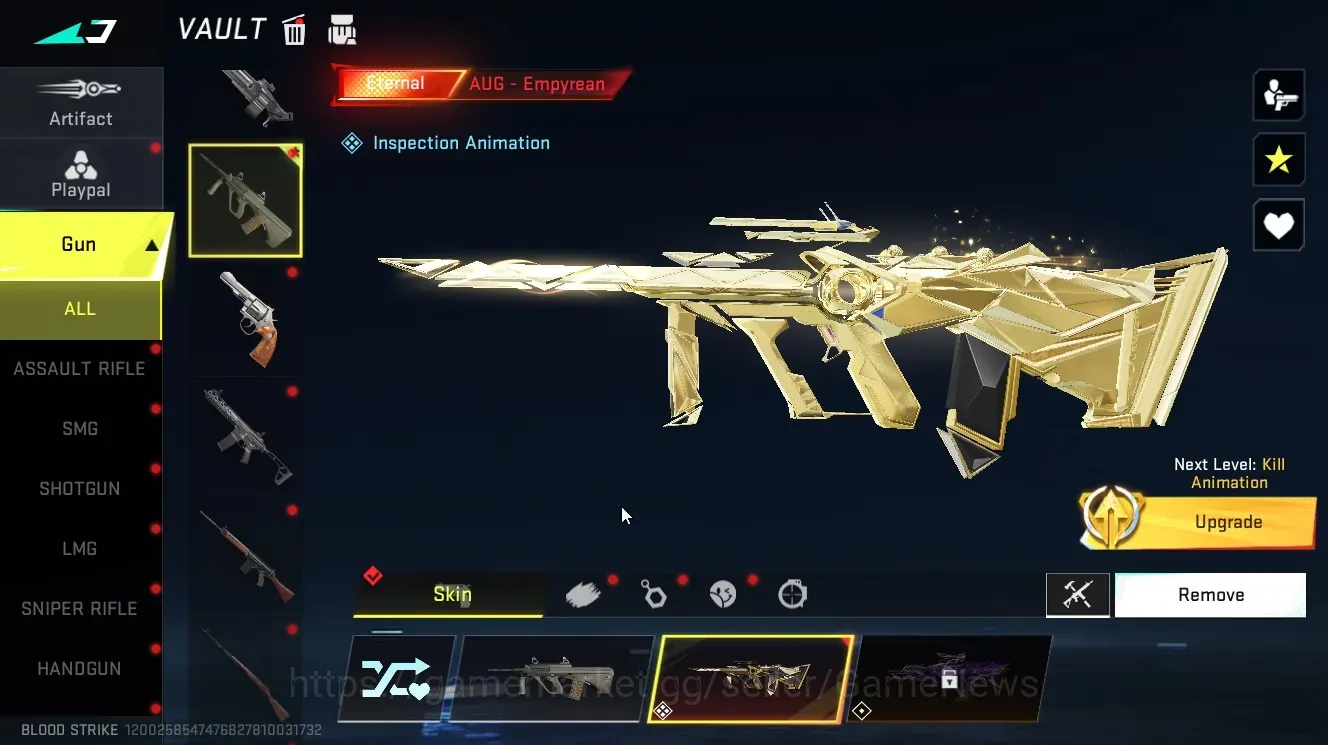 Blood Strike Accounts Collab Skin Asia|Eternal AUG Empyrean Lv4+Ultra Melee Staff+Collab AOT Female Titan,M4A1 Bof,OPM 1