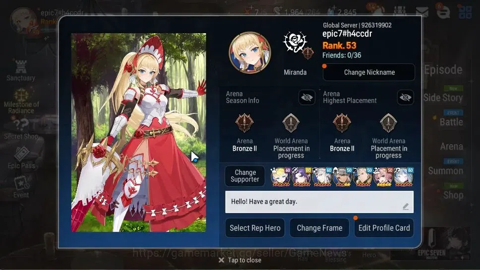 Epic Seven Accounts GLOBAL Unverif|NewEra|8 ML(Salome,BArunka,LOTScale image 2