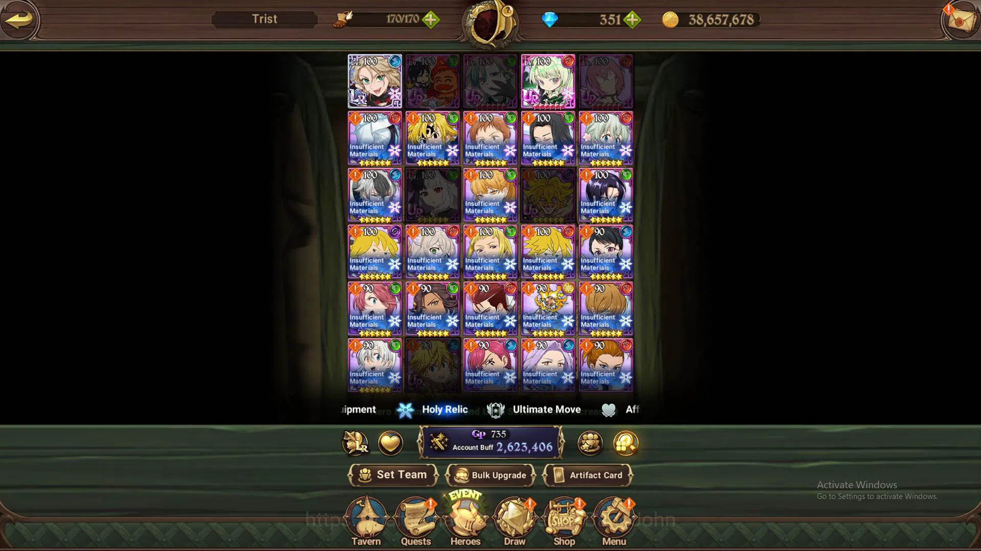 The Seven Deadly Sins: Grand Cross Accounts Others GLOBAL|2.6M CC|DM 351|LR Roxy2/6|6UR 3