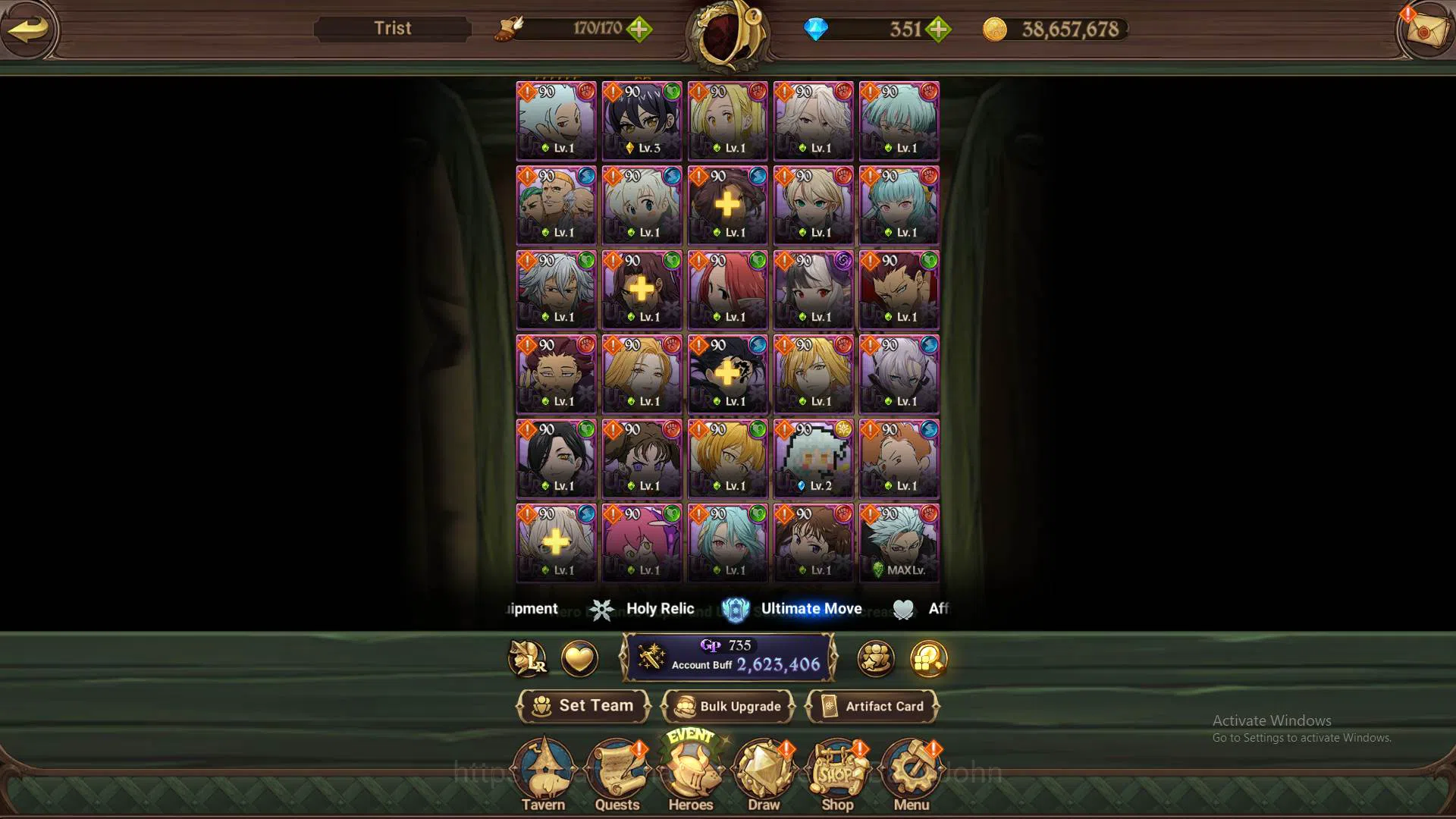The Seven Deadly Sins: Grand Cross Accounts Others GLOBAL|2.6M CC|DM 351|LR Roxy2/6|6UR 5