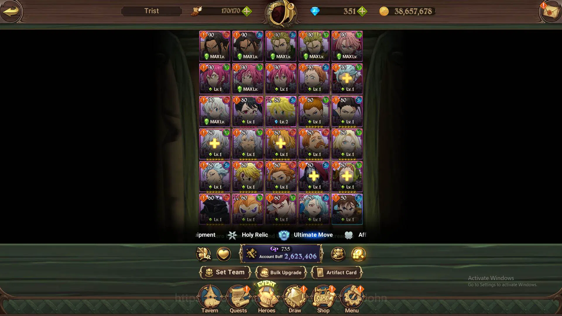 The Seven Deadly Sins: Grand Cross Accounts Others GLOBAL|2.6M CC|DM 351|LR Roxy2/6|6UR 6
