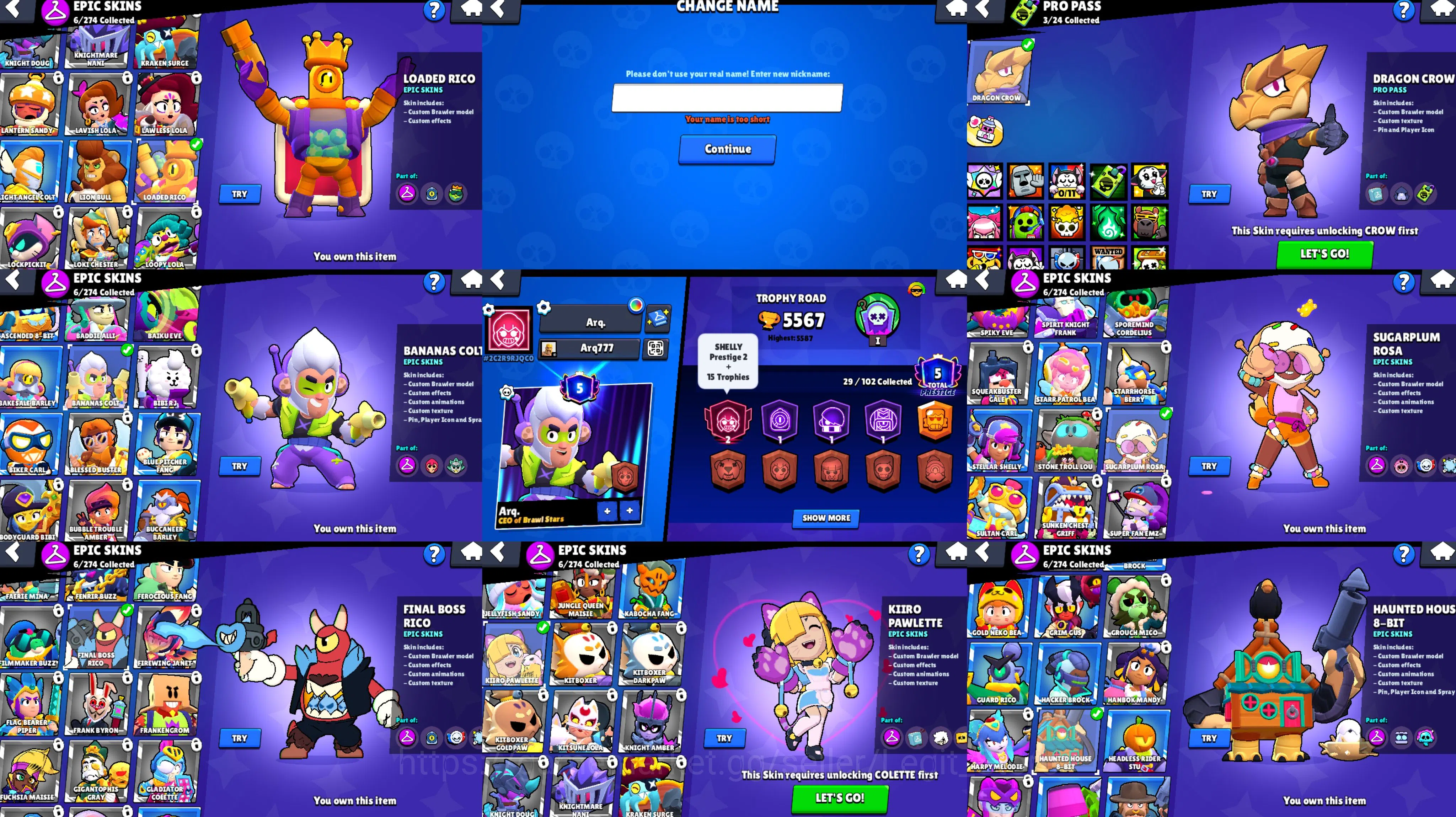 Brawl Stars Accounts 2 lvl PRESTIGE SHELLY | 5 PRESTIGE ALL | FREE CHAN image 2