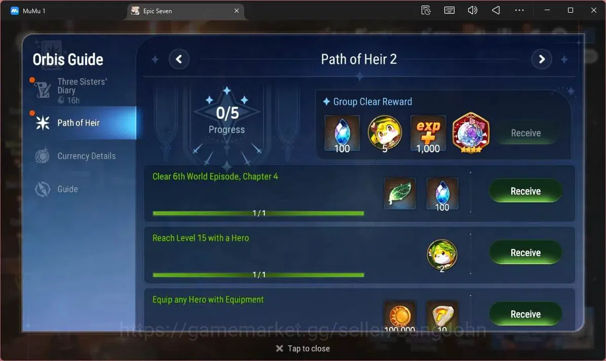 Epic Seven Accounts Limited Hero Global Unverif | 4 ML(C Lilias,A Yufine,SDiene,SOT Dark Diene,TM Luluca)|PoH ON|SS 12