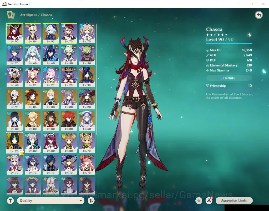 Genshin Impact Accounts ASIA|AR 57|6 Limited+8(*5Weapon)|(Chasca,Furina)+S image 3