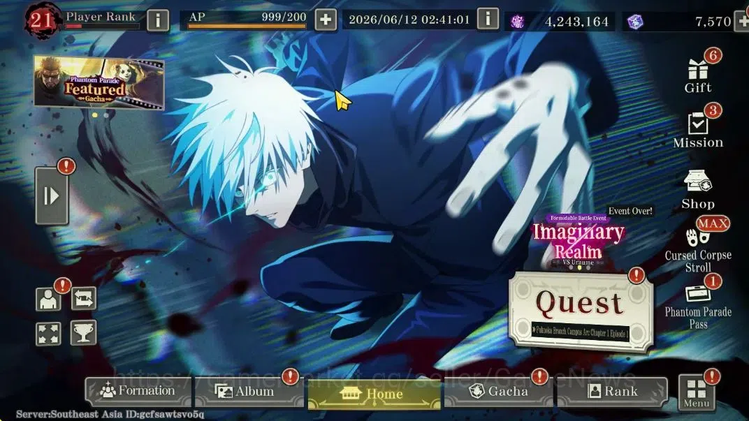 Jujutsu Kaisen: Phantom Parade Accounts SEA |PR 21|7,5K Cube|11 SSR 2 Limited [0,2-Sec Dom image 1