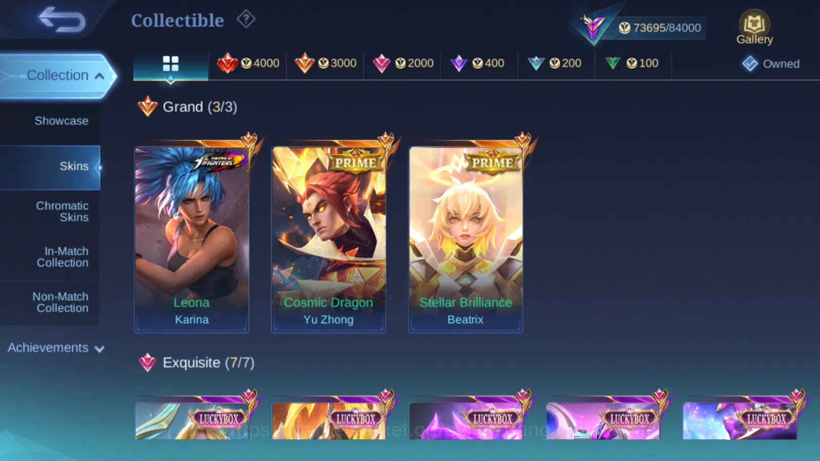 Mobile Legends: Bang Bang Accounts Hero 100 | Skin  256 | PRIME (Yu Zhong , Beatrix)  image 3
