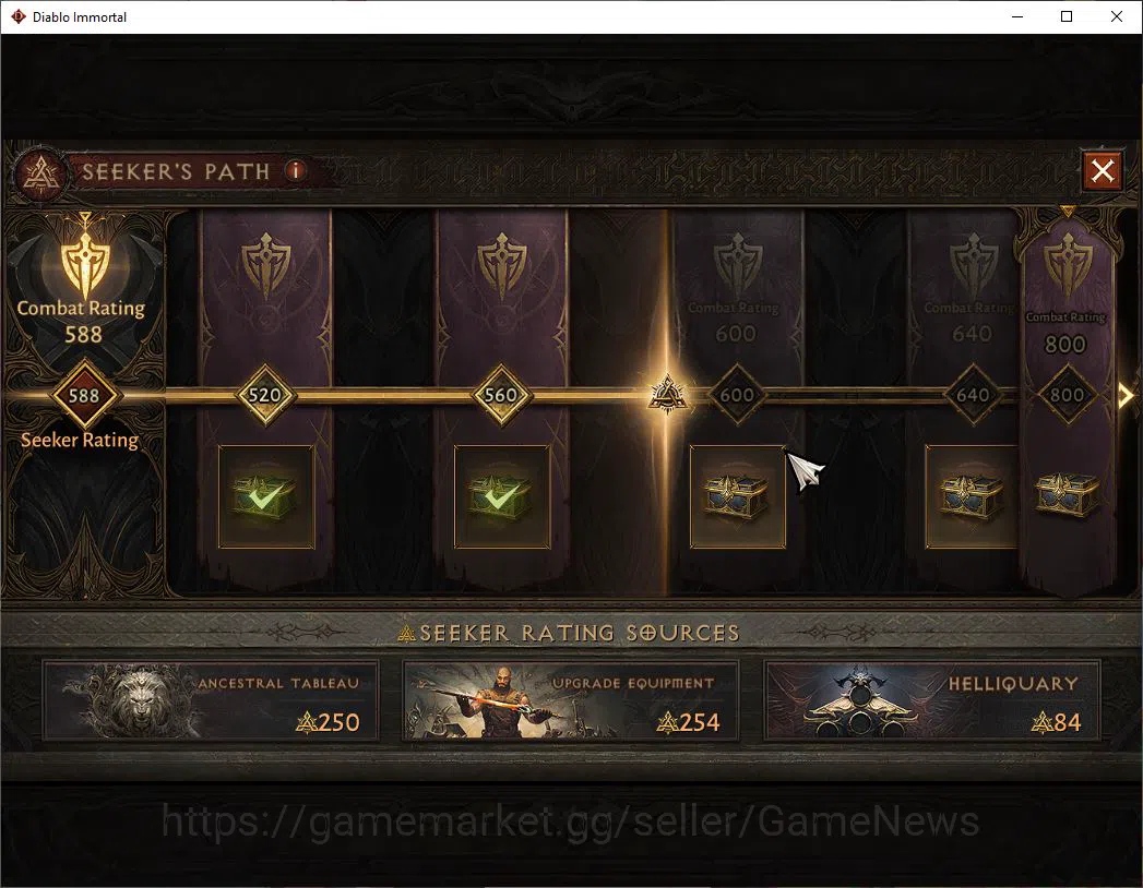 Diablo Immortal Accounts Mid-Tier SA - Malah|Lv60(714)|Demon Hunter|34k CR|Reso 480|Paragon Maledictor|Inferno I|Hell Lv 10
