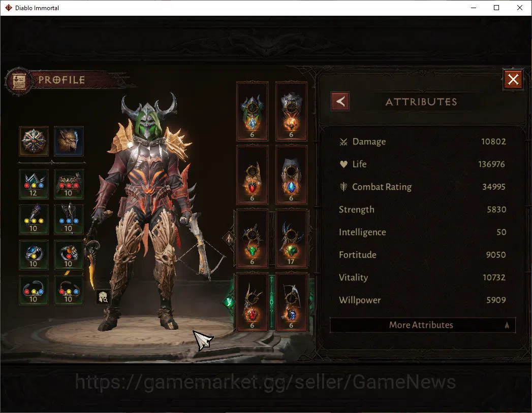 Diablo Immortal Accounts Mid-Tier SA - Malah|Lv60(714)|Demon Hunter|34k CR|Reso 480|Paragon Maledictor|Inferno I|Hell Lv 4