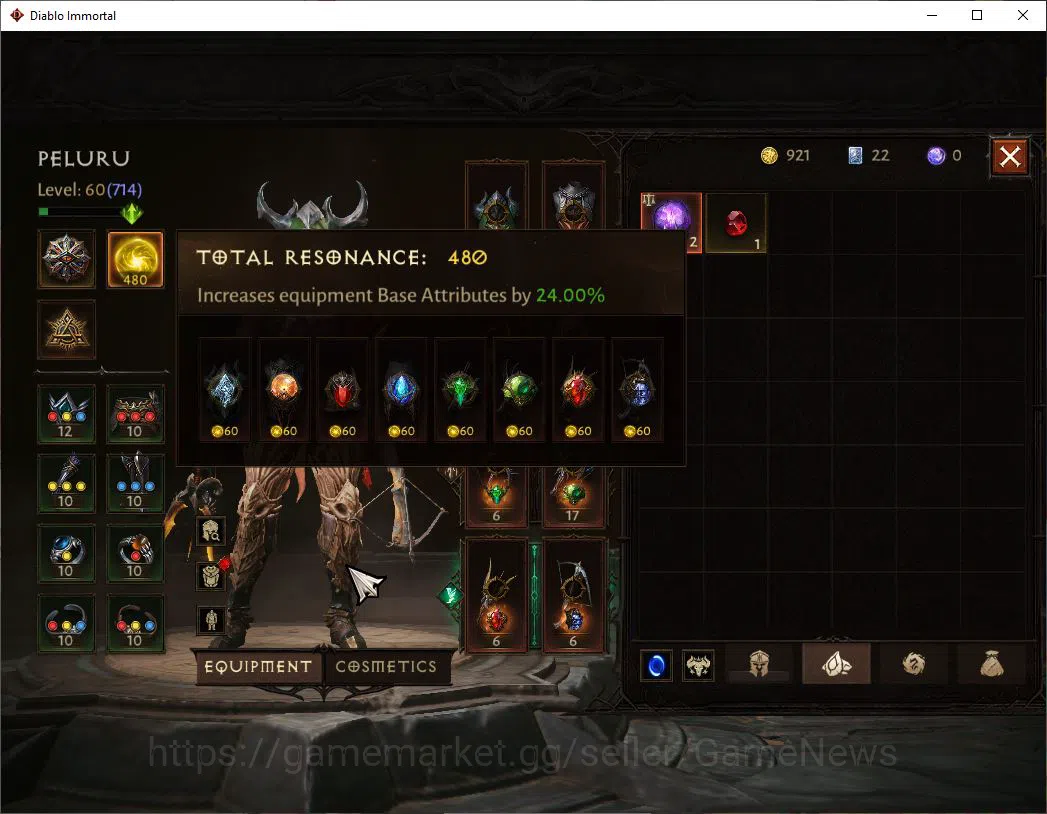 Diablo Immortal Accounts Mid-Tier SA - Malah|Lv60(714)|Demon Hunter|34k CR|Reso 480|Paragon Maledictor|Inferno I|Hell Lv 6