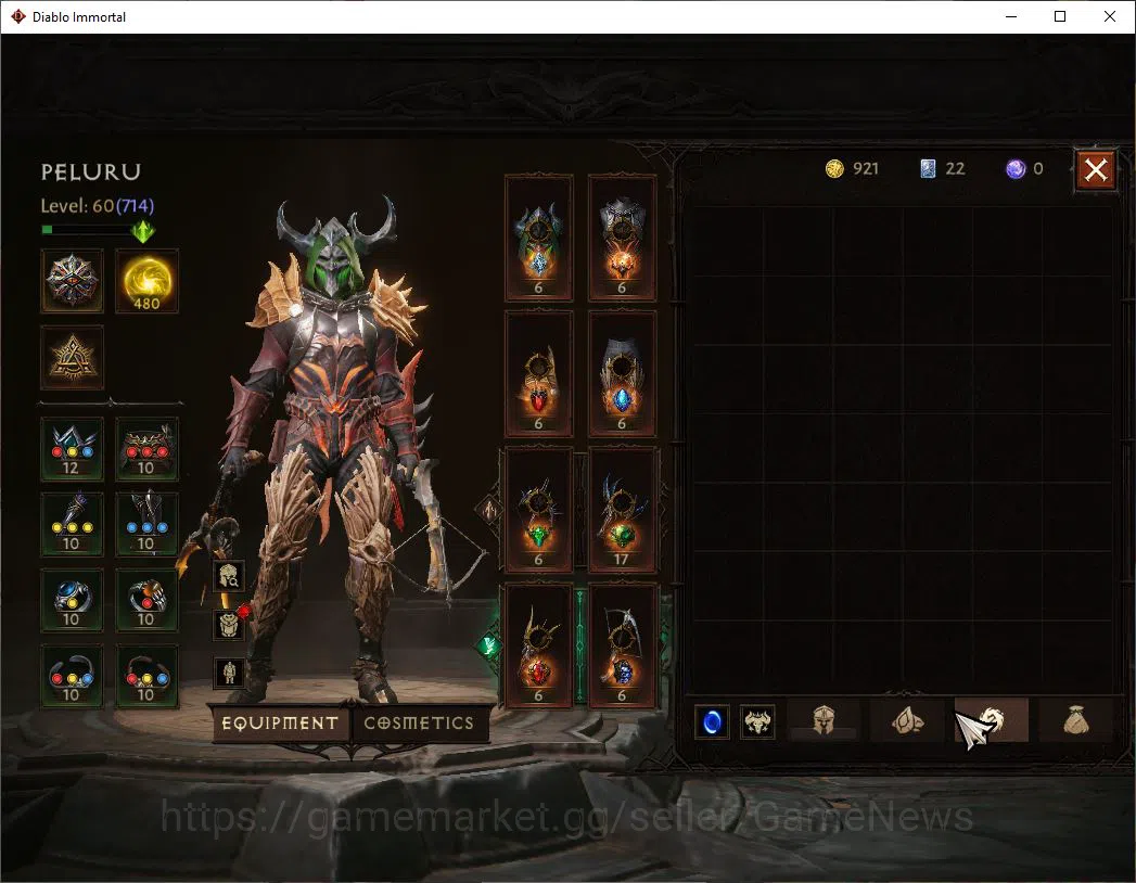 Diablo Immortal Accounts Mid-Tier SA - Malah|Lv60(714)|Demon Hunter|34k CR|Reso 480|Paragon Maledictor|Inferno I|Hell Lv 7