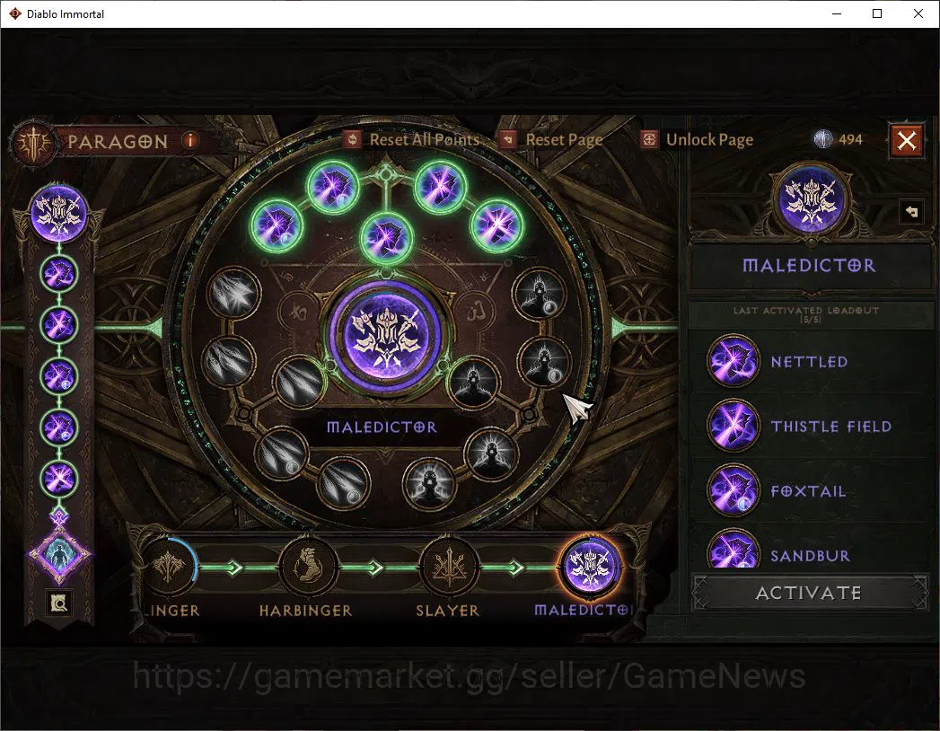Diablo Immortal Accounts Mid-Tier SA - Malah|Lv60(714)|Demon Hunter|34k CR|Reso 480|Paragon Maledictor|Inferno I|Hell Lv 9
