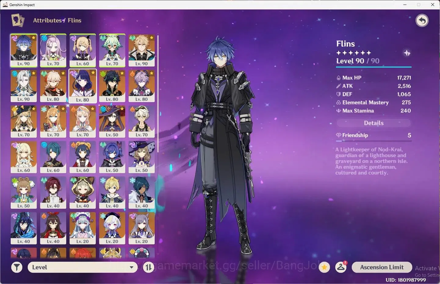 Genshin Impact Accounts ASIA | AR 57 | 10 Limit (Flins,Varka,Neuvillette,K image 2