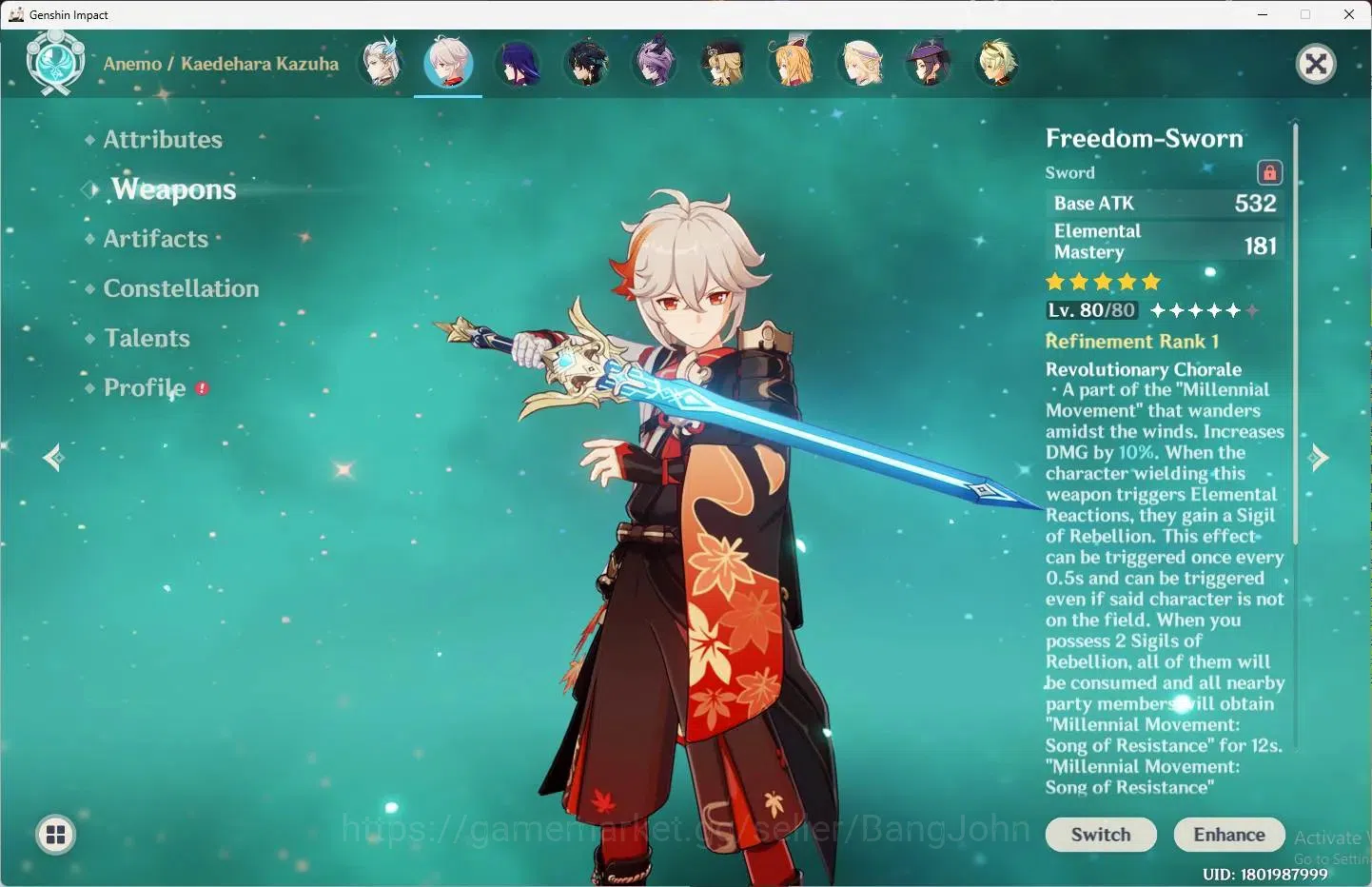 Genshin Impact Accounts ASIA | AR 57 | 10 Limit (Flins,Varka,Neuvillette,K image 5