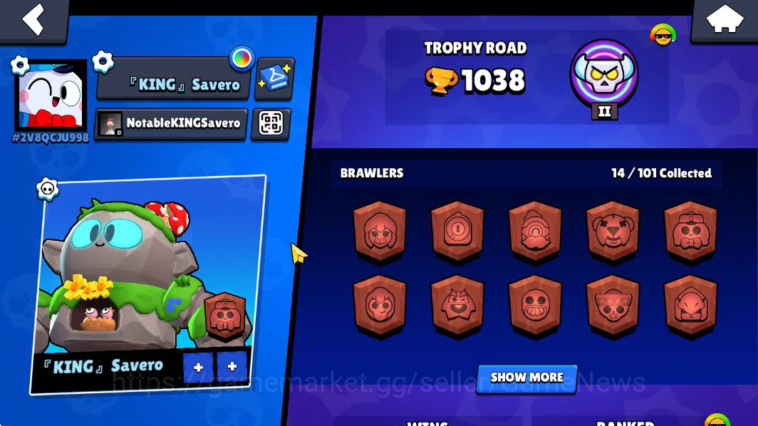 Brawl Stars Accounts 1038Trophy |14 Brawlers 3 MAX Lvl (Shelly,Rico,Penny) | 2 Epic Skin (Royale Trunk,StoneTroll Lou) |CN 3